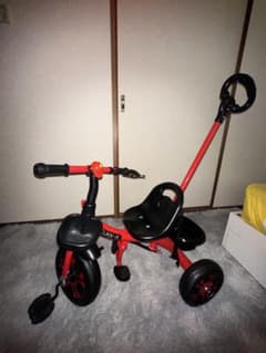 OJKK-X 三輪車 レッド 手押し棒付きのサムネイル