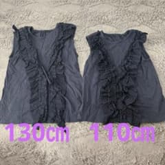フリル ノースリーブタンクトップ 110㎝ 130㎝ 姉妹コーデ2枚セットのサムネイル