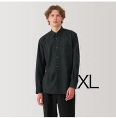 未使用　ムジラボ　MUJI laboウール混シャツ　Lサイズ MUJI Labo 紳士 ウール混レギュラーカラーシャツ L 無印良品ベージュ