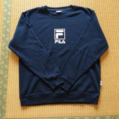 FILA ネイビー ロゴプリント スウェット L