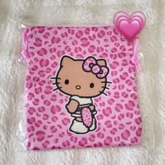 日焼けギャルキティ ピンク ヒョウ柄 巾着(s) アベイル ハローキティ