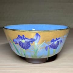 京焼 桑野むつ子 御所の花 6月花菖蒲 桑野睦子 十二ヶ月 茶碗 抹茶碗