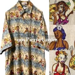 【アメリカ直輸入❗️】90s ピエールカルダン　アロハシャツ　花柄　レトロ　古着 90s ヴィンテージ アロハシャツ ピエールカルダン ピンナップガール