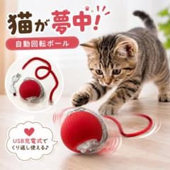猫 おもちゃ 電動ボール USB充電式 自動回転 赤のサムネイル