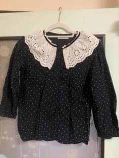 ZARA黒白ドット 長袖ブラウスのサムネイル