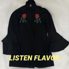 LISTEN FLAVOR 薔薇刺繍 フレアスリーブ 長袖シャツ - メルカリ