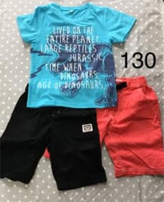 130 男の子 ハーフパンツ2枚 Tシャツ 上下セット セットアップのサムネイル