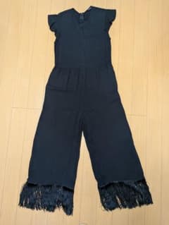 ZARA WOMAN ブラックフリンジオールインワン L〜XLサイズのサムネイル