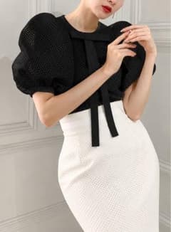 Adonisis saison NEW ボリュームパフスリーブメッシュtop Adonisis saison NEW ボリュームパフスリーブメッシュtop - メルカリ