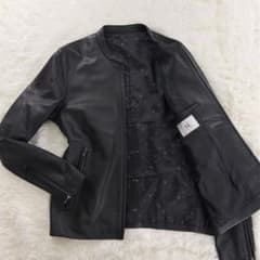 美品✨タケオキクチ ラムレザー ライダースジャケット バイカラー ブラック 羊革 タケオキクチ ラムレザー ライダースジャケット ブラック 黒 羊革 ロゴ