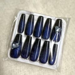 ネイルチップ ロングコフィン ロングバレリーナ マグネットネイル ネイビーのサムネイル