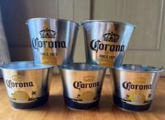 7個セット再々値下げ‼️新品未使用✨ 金属製Coronaロゴ入りバケツのサムネイル