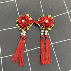ヘアクリップ 赤 チャイナドレス 華ロリ タッセル - 3