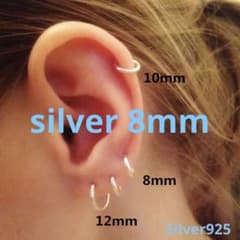 【極細】フープピアス　8mm シルバー925 両耳用のサムネイル