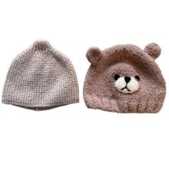 美品✨ベビー用クマ耳付き帽子 42-44cm クマ ふわふわ フリース ボアのサムネイル