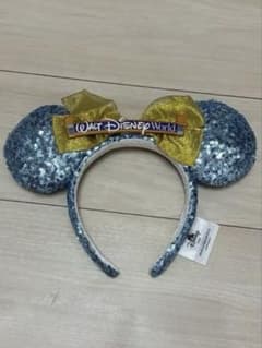 【WDW】カチューシャ スパンコール ゴールドリボン　水色 限定のサムネイル