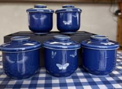 美品　HM 美食器 蝶柄 湯呑み6個セット　ハナエモリ　HANAE MORIのサムネイル