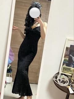 ブラック キャミワンピース ロング丈