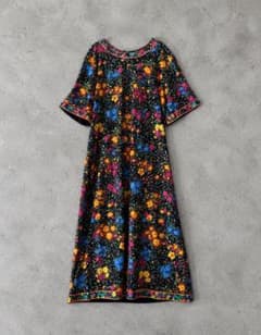ヴィンテージ 昭和レトロ古着フラワー花柄カラフルなワンピースネグリジェ