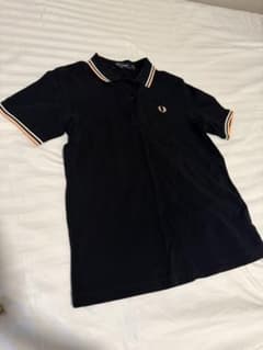 FRED PERRY フレッドペリー 半袖ポロシャツ ネイビー 刺繍ロゴ UK8