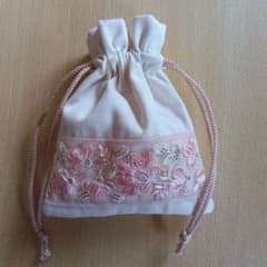 インド刺繍リボン　ミニ巾着　No.1のサムネイル