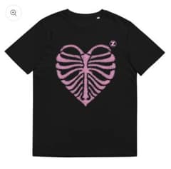zinn ハート 肋骨 プリント Tシャツ ブラックのサムネイル