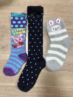キッズ 靴下 3足セット うさぎ ドット リボンのサムネイル