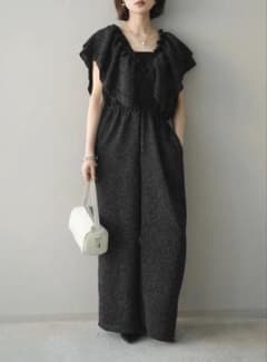 3-Way Mixed Tweed Gathered All-in-One Black Lumiere