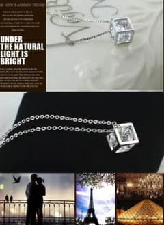 新品✨クリスタルストーン キューブネックレスシルバーのサムネイル