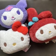 サンリオキャラクターズ 顔デカクッション9 3点セットとポムポムプリンぬいぐるみ