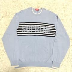 Supreme シュプリーム 長袖ニット フロントロゴ ボーダー プルオーバー 
