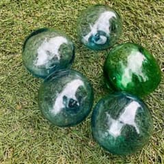 青緑ガラスの浮き玉5個セット - メルカリ