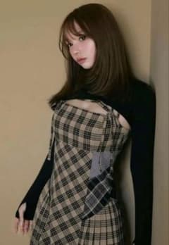 andmary Nadia check long dress beige - メルカリ