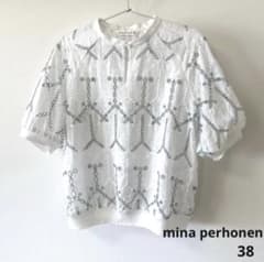 新品 ミナペルホネン サウンドドロップ 刺繍 ブラウス ホワイト リネン