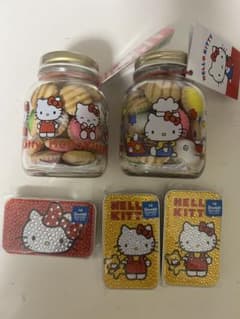 ハローキティ　デザイン　クッキー瓶　キラキラ缶セットのサムネイル