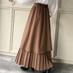 JUNOAH プリーツドッキングフレアスカートのサムネイル