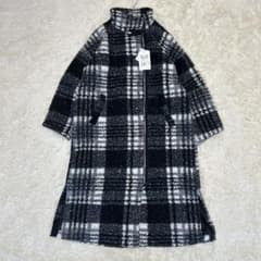 新品タグ付】ANDREA&Co. ボアロングコート チェックブラック - メルカリ