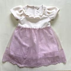 ベビー ワンピース パール調 フリル ピンク 90cmのサムネイル