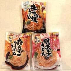 エバラ プチッとうどん 3種セット(牛すき焼き、明太子、たらこクリーム)のサムネイル