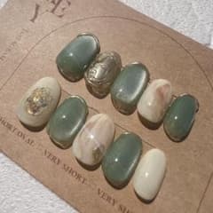 ニュアンスネイル 淡色 ぷっくり ブルーネイル 振袖 マグネットネイル　水色のサムネイル