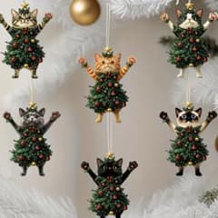 クリスマス 猫 6個セットオーナメント 2D アクリル製 - メルカリ