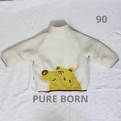 【美品】PURE BORNふわふわ クマ 刺繍 アウター フリース 90 韓国のサムネイル