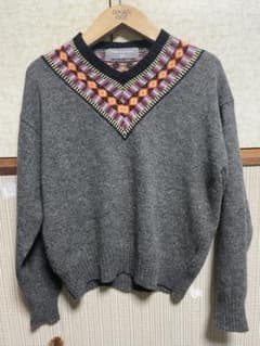 田中オム グレー Vネック ニット セーター - メルカリ