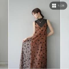 Lumier フロッキーチュールレイヤードベロアキャミワンピース/オレンジのサムネイル