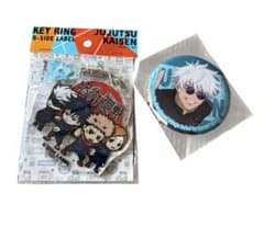 Jujutsu Kaisen Satoru Gojo Can badge and rubber keychain set (2 pieces), brand new, unused.