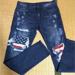 PLAYME/JOYRICH アメリカ国旗 星条旗 ダメージデニムパンツのサムネイル