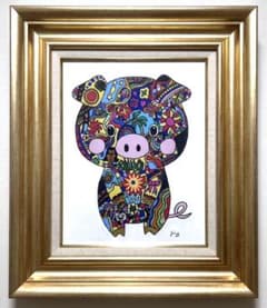 F4】千住博（ウォーターフォール）肉筆品/表サイン有/手描/油彩/額