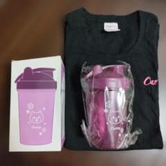 カーブスオリジナルボトル パープル＆黒のTシャツセット