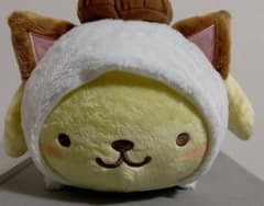 ポムポムプリン　なかよしねこねこBIGぬいぐるみ　寝そべりのサムネイル