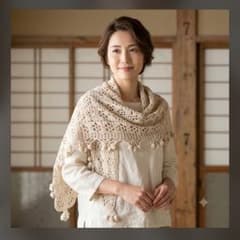 ハンドメイド 透かし編み ストール 　ピンクのサムネイル